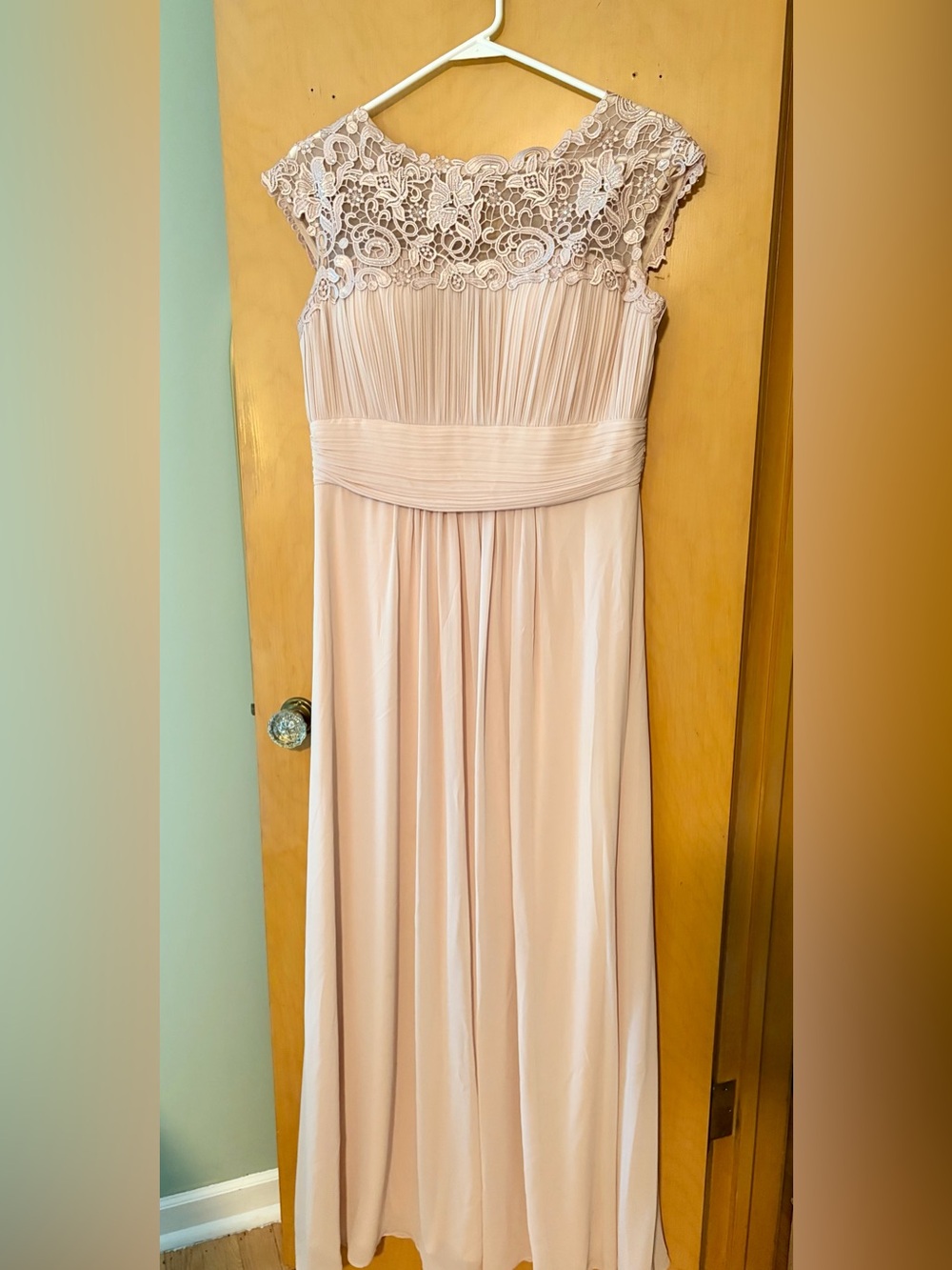 Ever Pretty Blush Lace Cap-Sleeve Formal Dress